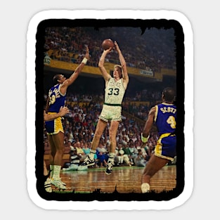 Larry Bird Shot To Ring Lakers Sticker